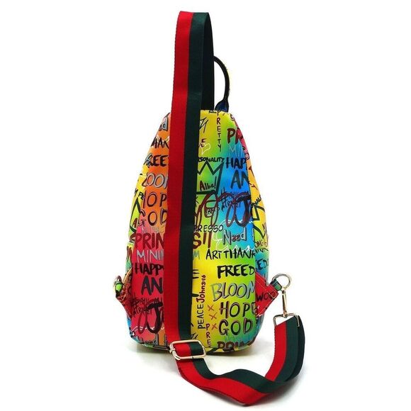 Women\'s Fashionable Multi Graffiti Sling Backpack, Multipurpose Crossbody main image 5